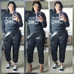Black Sequin Joggers